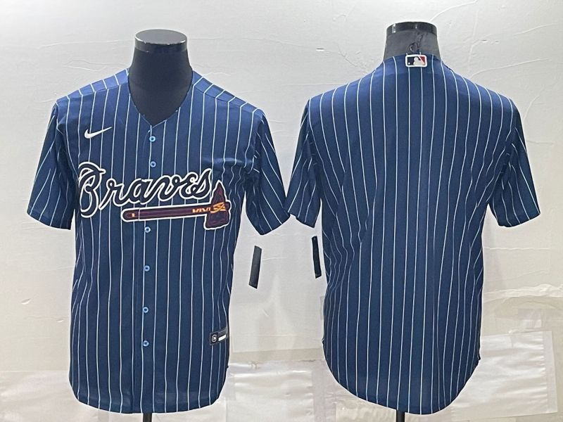 Men Atlanta Braves Blank Blue Stripe Throwback Nike 2022 MLB Jerseys->atlanta braves->MLB Jersey